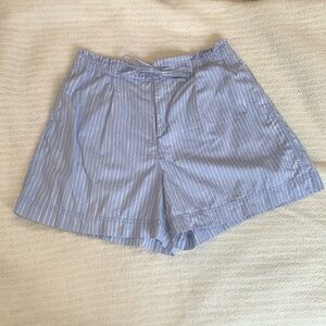 Marimekko X Uniqlo blue & white striped high-waisted shorts. Size- XL